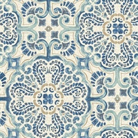 Florentine Blue Tile Wallpaper