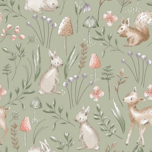Forest Animals Grey Wallpaper