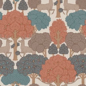 Forest of Arden Green Deer Wallpaper