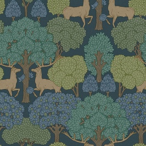 Forest of Arden Green Deer Wallpaper