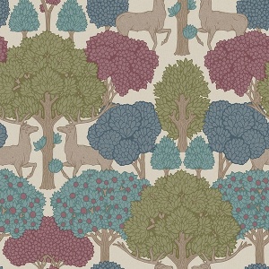 Forest of Arden Green Deer Wallpaper