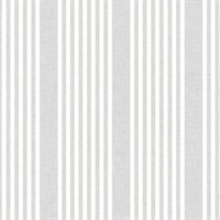 French Arctic Grey Linen Stripe Wallpaper