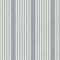 French Navy Linen Stripe Wallpaper