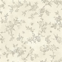 French Nightingale Brown Trail Wallpaper