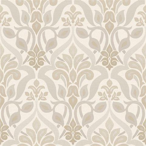 Fusion Grey Ombre Damask Wallpaper