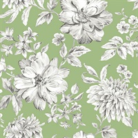 Gabriela Green Floral Wallpaper