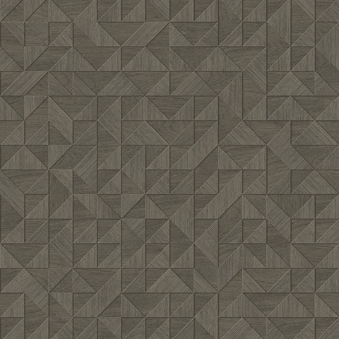 Gallerie Taupe Geometric Wood Wallpaper