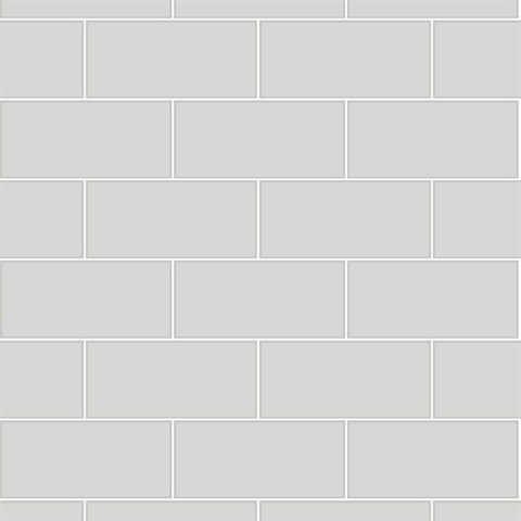 Galley Light Grey Subway Tile Wallpaper