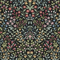 Garden Black & Multicolor Terrace Wallpaper