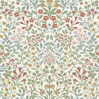 Garden White & Multicolor Terrace Wallpaper