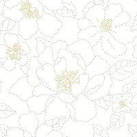 Gardena White Embroidered Floral Wallpaper