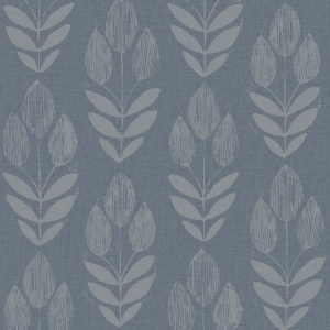 Garland Denim Block Tulip Wallpaper