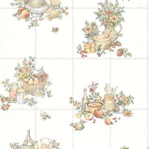 Giada Off-white Fruit Basket Tile Wallpaper