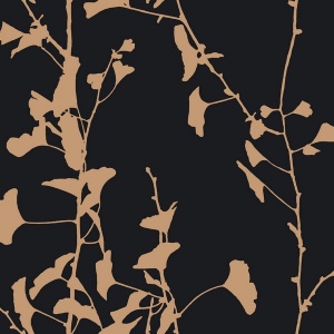 Ginkgo Silhouette Taupe Cork Wallpaper