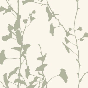 Ginkgo Silhouette Taupe Cork Wallpaper