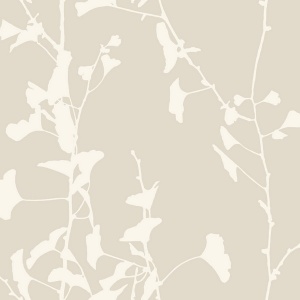 Ginkgo Silhouette Taupe Cork Wallpaper
