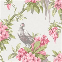 Golden Pheasant Rose Floral Wallpaper