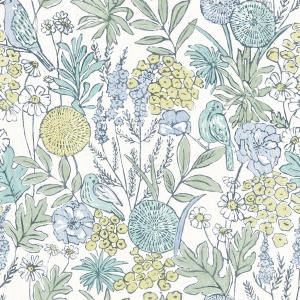 Goldfinch Peach Birds and Blooms Wallpaper