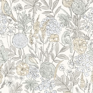 Goldfinch Peach Birds and Blooms Wallpaper