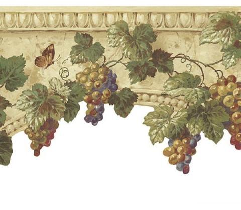 Grapes on Stone Wallpaper Border