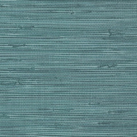 Fiber Teal Faux Grasscloth Wallpaper