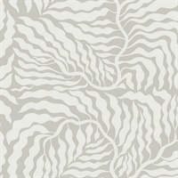 Grey & White Fern Fronds Wallpaper