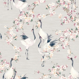 Harumi Light Grey Blossom Wallpaper