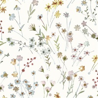 Heidi Yellow Watercolor Florals Wallpaper