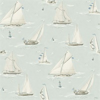 Leeward Aqua Sailboat Wallpaper
