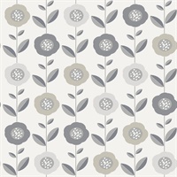 Helsinki Silver Flowers Wallpaper