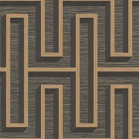 Henley Black Geometric Grasscloth Wallpaper