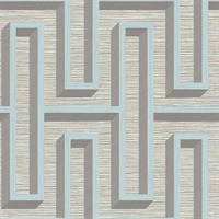 Henley Light Blue Geometric Grasscloth Wallpaper
