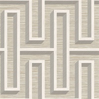 Henley Taupe Geometric Grasscloth Wallpaper