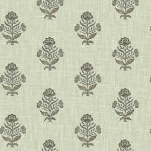 Hollyhock Aqua Floral Crest Wallpaper
