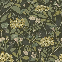 Hybbe Dark Green Hydrangea Garden Wallpaper