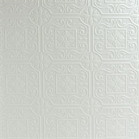 Ibold White Tin Ceiling Scroll Paintable Wallpaper