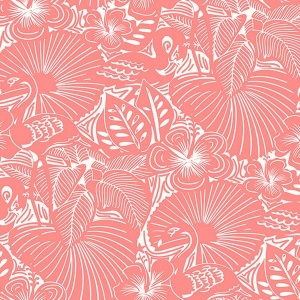 Idalia Beige Floral Flamingo Wallpaper