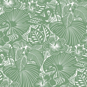 Idalia Beige Floral Flamingo Wallpaper
