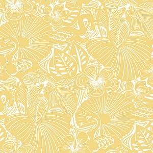 Idalia Beige Floral Flamingo Wallpaper