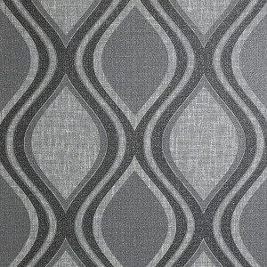 Ignatius Charcoal Ogee Wallpaper