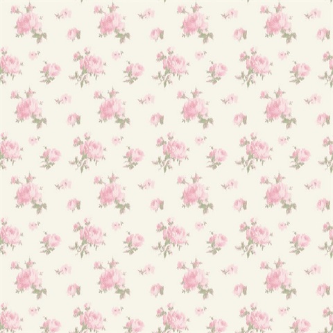Ikat Rose Tinted Petals Small Print Wallpaper