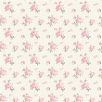 Ikat Rose Tinted Petals Small Print Wallpaper