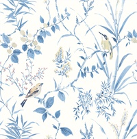 Imperial Garden Blue Botanical Wallpaper
