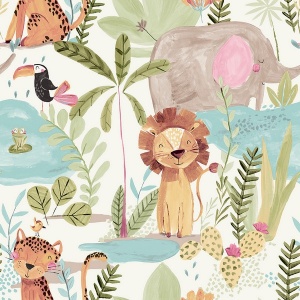 In The Jungle Pink Wallpaper