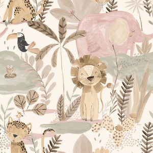 In The Jungle Pink Wallpaper
