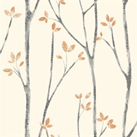 Ingrid Orange Scandi Tree Wallpaper
