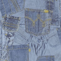 Inky Denim Jean Pocket Wallpaper