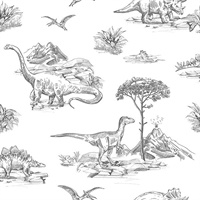 Isolde Charcoal Dinosaurs Wallpaper