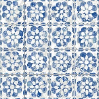 Izeda Blue Floral Tile Wallpaper
