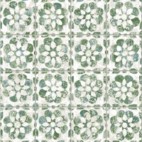 Izeda Green Floral Tile Wallpaper